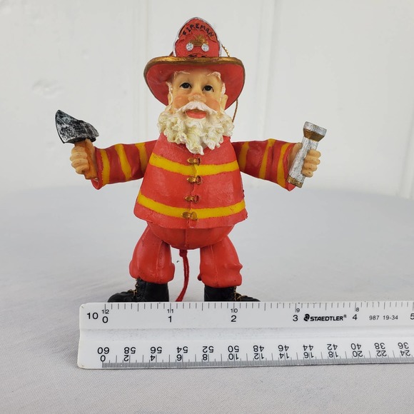 Vintage Fireman Santa Claus Hatchet Flashlight Christmas Ornament Puppet - Picture 9 of 10